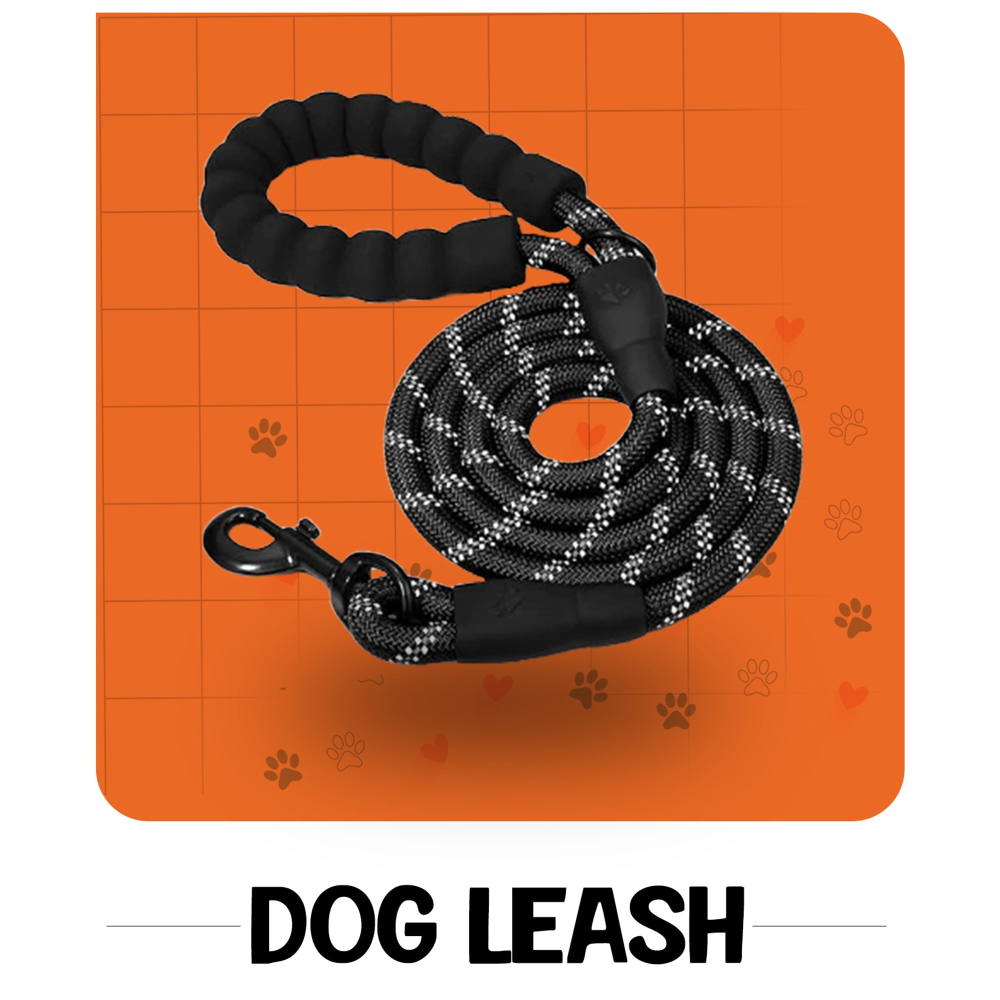 Heavy Duty Dog Leash with Anti Slip Padded Handle Strong Training Rope | Highly Reflective Threads for Small Medium and Large Dogs